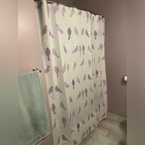 Purple Bird shower curtain